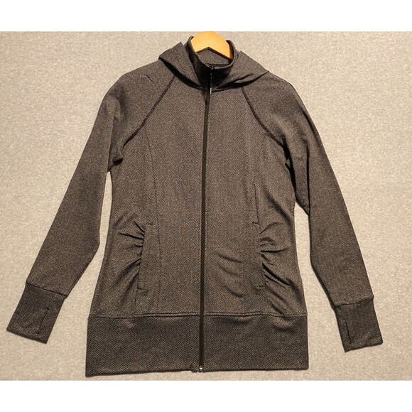 Tops - Mondetta Hoodie Women's Medium Gray Chevron Stretch Thumb Hole Sleeve Full-Zip